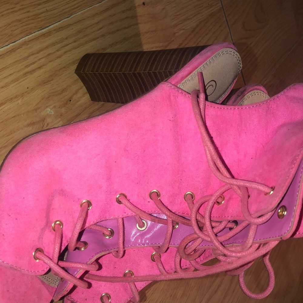 Pink high top heels